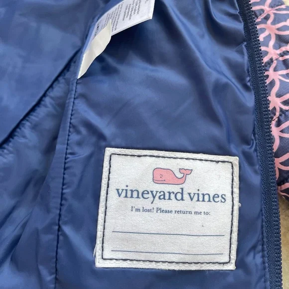Quilted Baby Puffer Jacket 0-3M Pink Navy Lightweight Coat Vineyard Vines - Picture 9 of 11